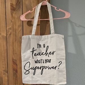 Teacher Superpower Canvas Tote Bag - Cream